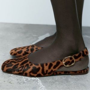 Leopard Ballet Flats - Zara animal print leather sling back ballerina flats